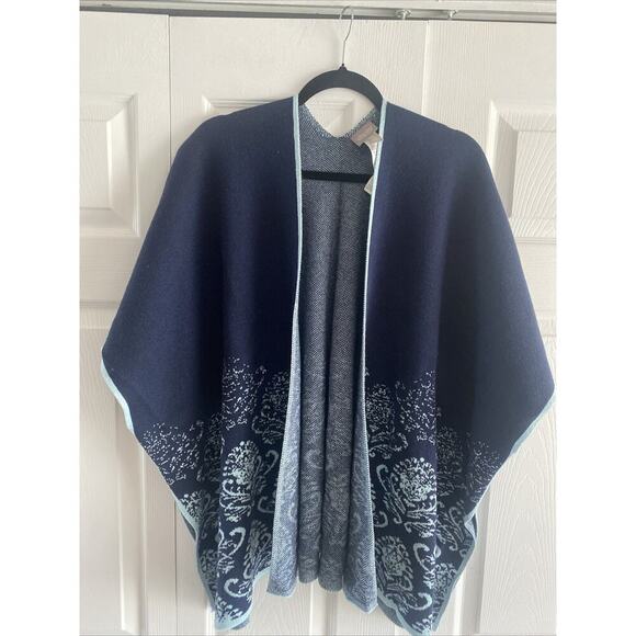 Chicos Womans One Size Blue Knit‎ Open Kimono Shawl - Picture 1 of 8